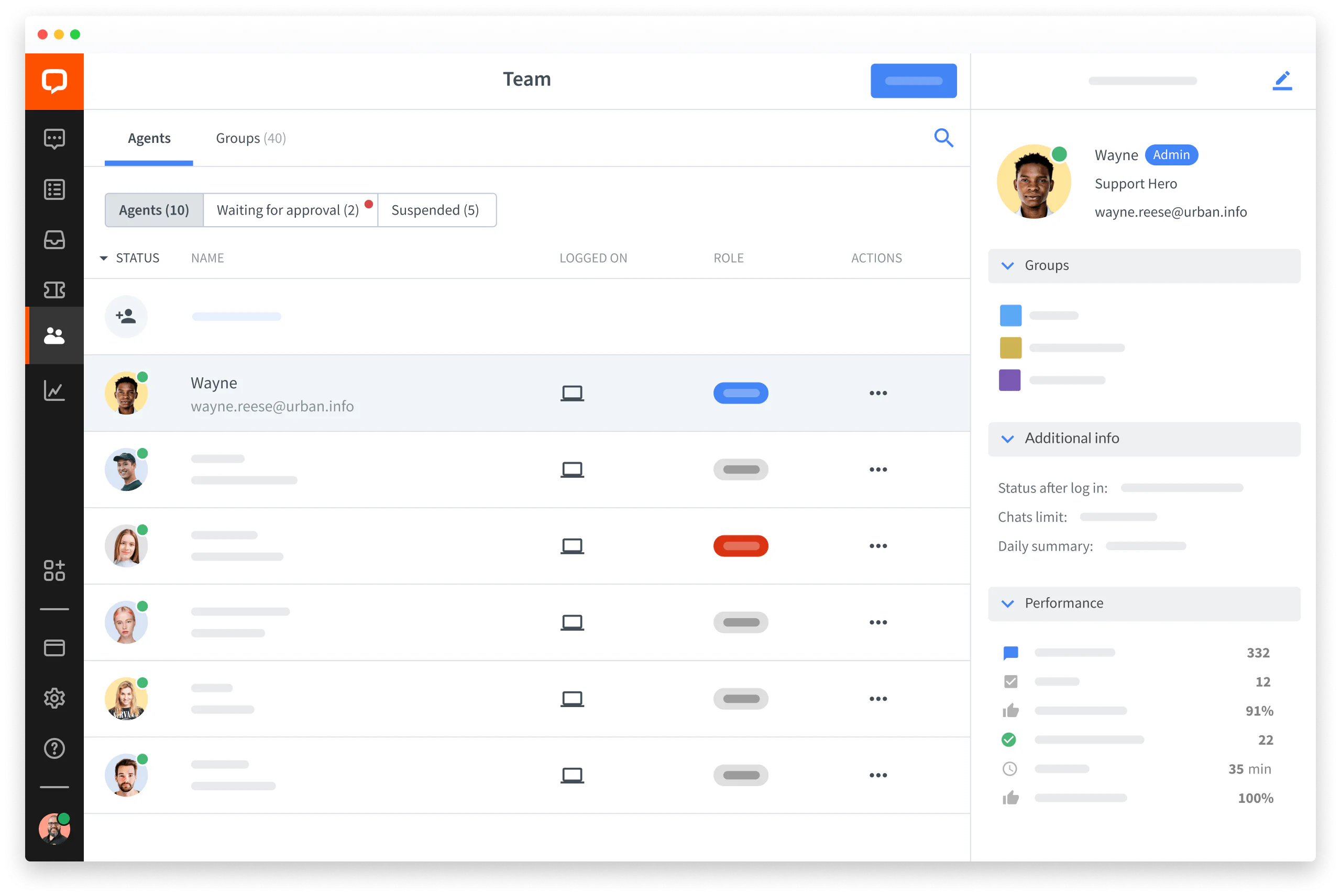 Team management in LiveChat? web app
